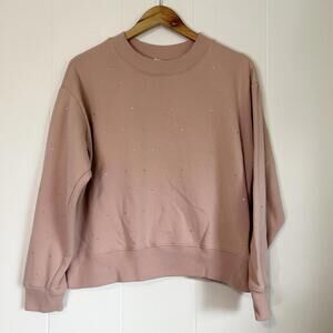 A New Day Pink Bedazzled Long Sleeve Pullover Crewneck Sweater Women's Medium